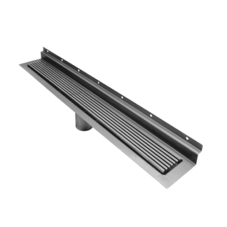 Flush Wall Linear Drain, Wedgewire Grate with Backwall Flange