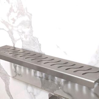 Brushed Wall-Mount Shower Shelf, Wave Design