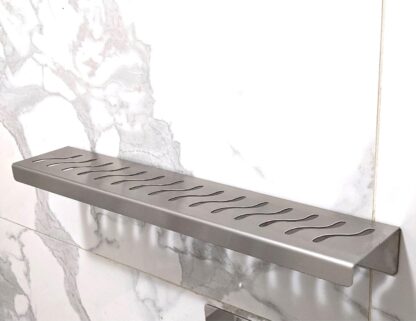 Brushed Wall-Mount Shower Shelf, Wave Design