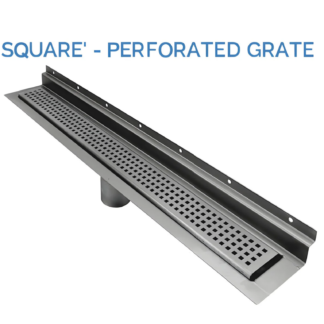 Linear Drain Flush Wall Installation, Square Design, Backwall Flange – Drains Unlimited